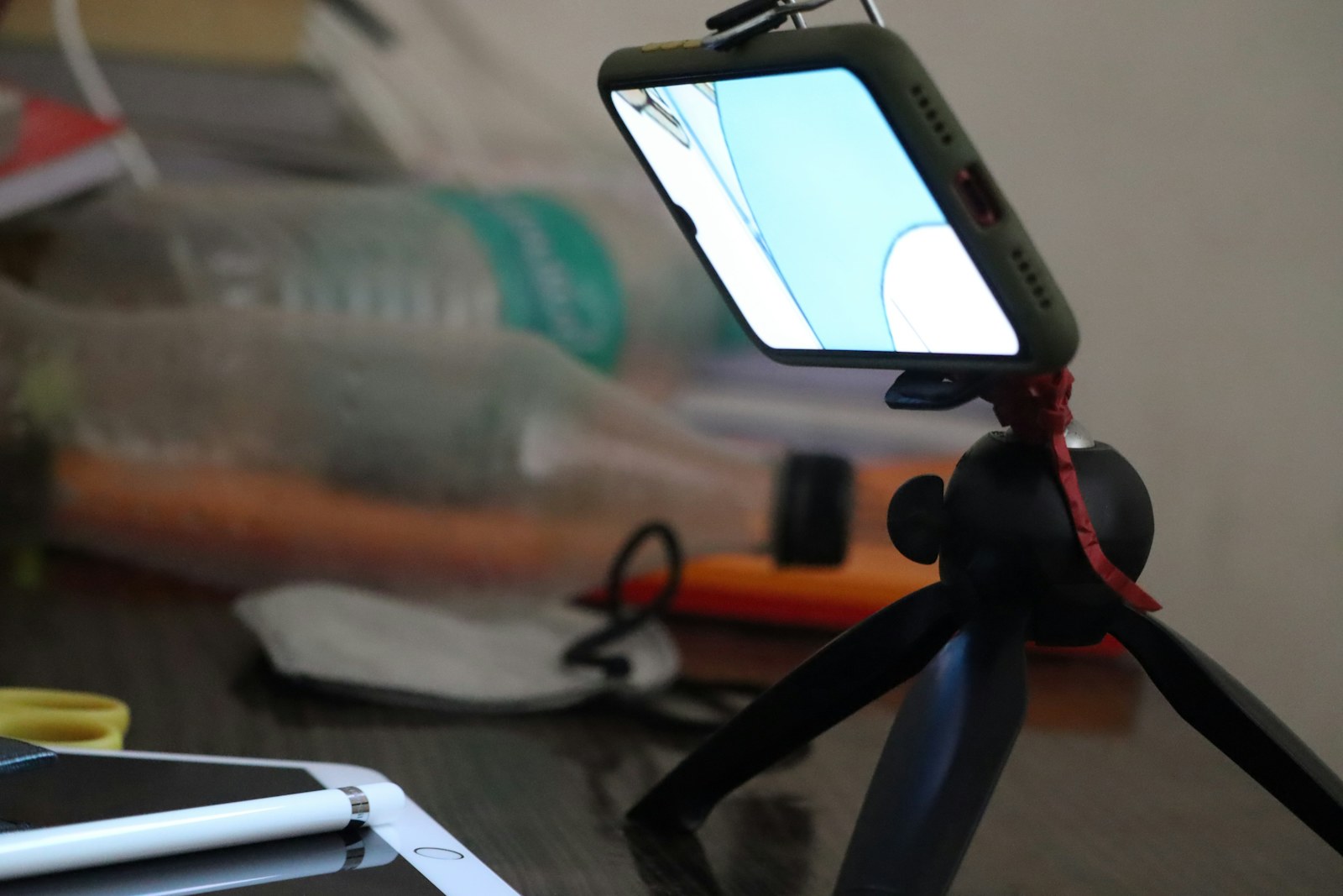 Smartphone mounted for clean social media video production